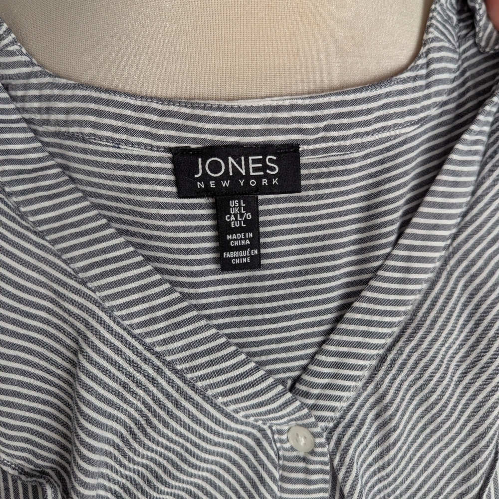 Jones New York Striped Ruffle Blouse - Picture 3 of 5